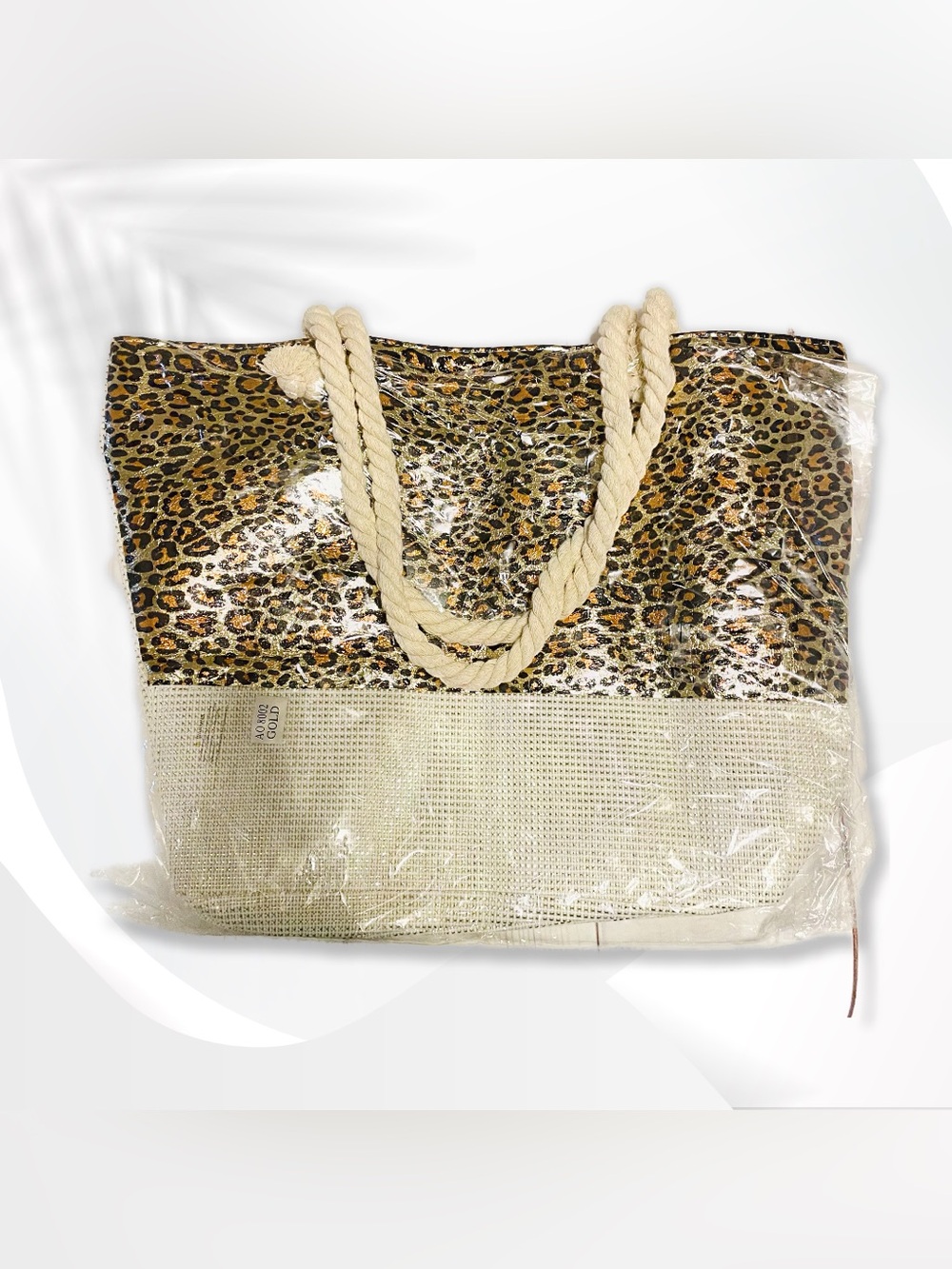 Leopard Print Tote Bag with Rope Handles - Picture 3 of 15